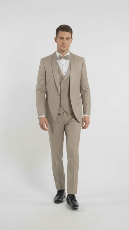 Champagne Modern Shawl Lapel Tuxedo Set – Wedding & Prom