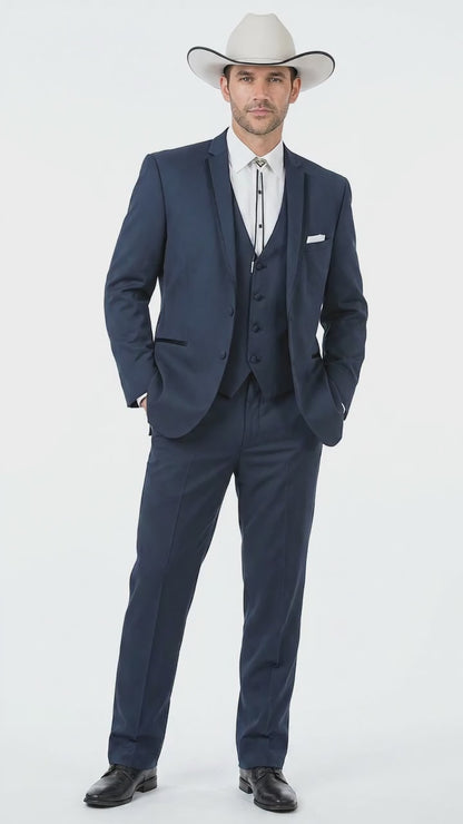 Men’s Slate Blue Western Sport Coat with Two Button Front, Notch Lapel Designer Blazer Jacket