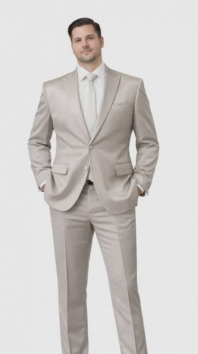 Rossiman Men's Gray Shiny Sateen Suit - Sleek & Modern Formalwear