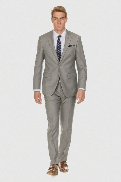 Mens 2 Button Modern Fit Suit Light Grey