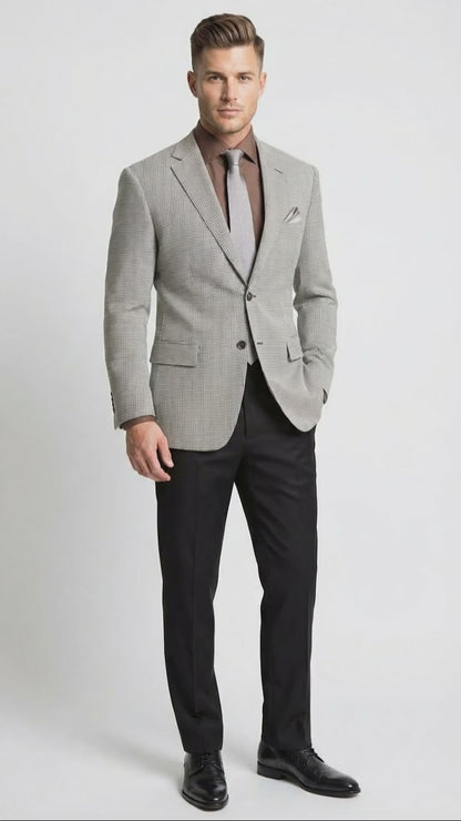Men’s Black and White Houndstooth Blazer Jacket, Classic Formal Sport Coat for Business, Wedding and Dress Wear