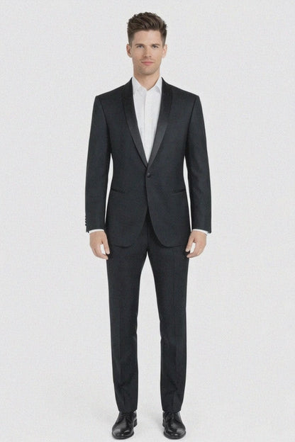1 Button Designer Shawl Tuxedo in Black - Mens Slim Fitted Tuxedo