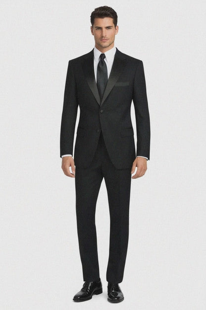 Mens Affordable 2 Button Classic Tuxedo in Black