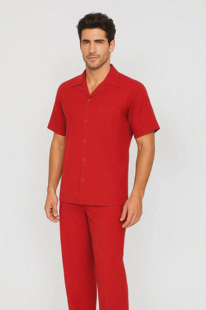Mens Walking Suit in Color red leisure suit casual Matching Shirt and Pants $99