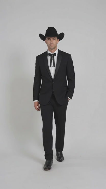 Men's Black Western Cowboy Wedding Tuxedo – One Button Formal Ranch Wedding Suit