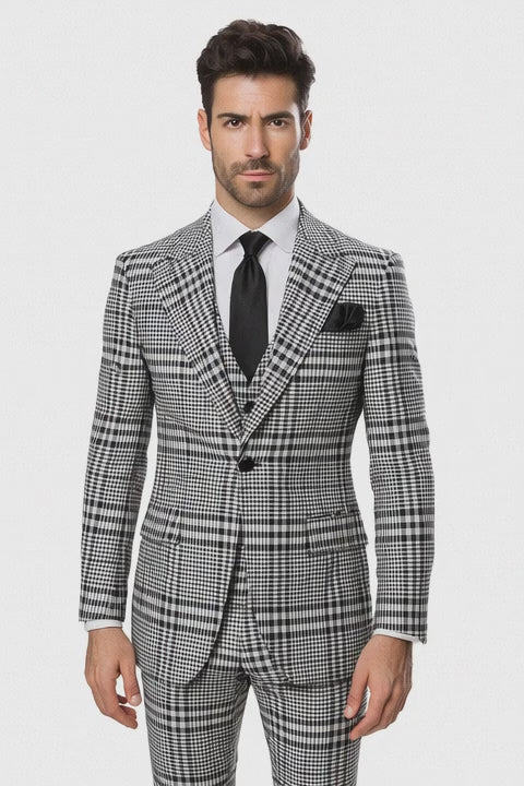 One Button 3 Piece Suit by Rossiman