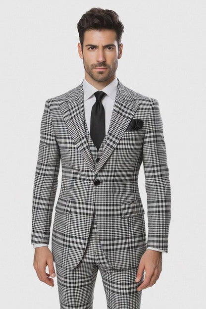 One Button 3 Piece Suit by Rossiman