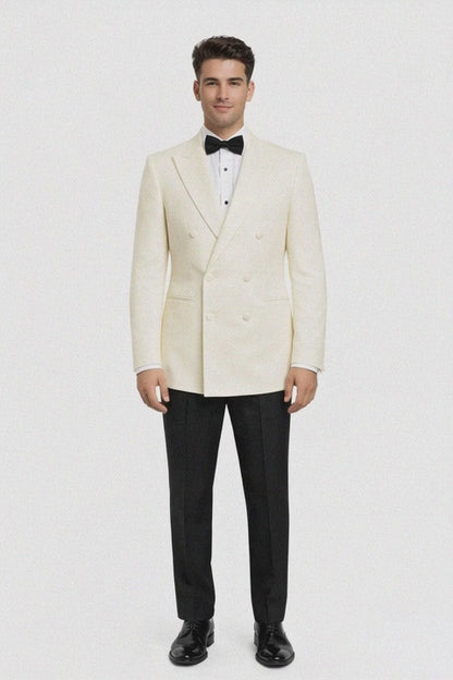 Ivory Double Breasted Tuxedo Dinner Jacket - Cream Dinner Jacket - Off White Tuxedo