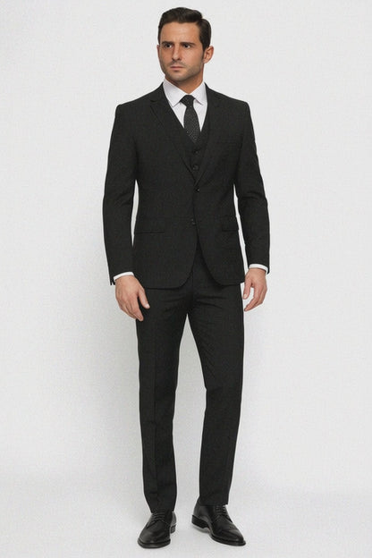 Extra Slim Fit Suit Mens Slim Fit Suit - Fitted Suit - Skinny Suit Black Tapered Fitted European Cut Suit