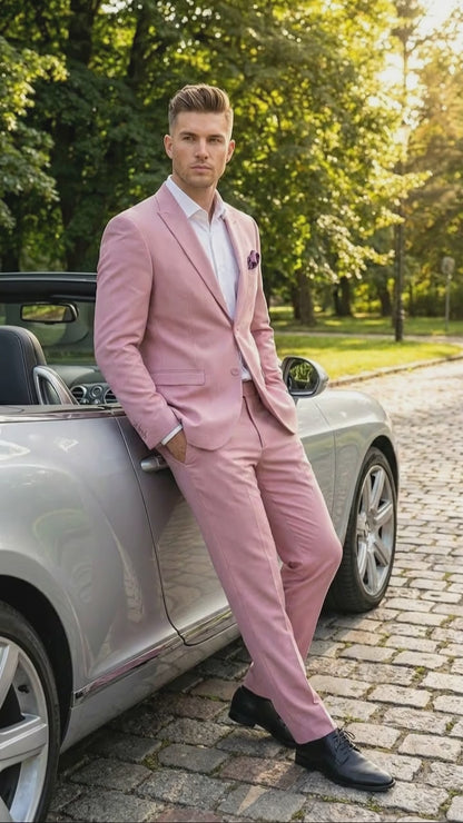 Vitali Brand Modern Fit Men’s Light Pink Formal Suit - Blush Color