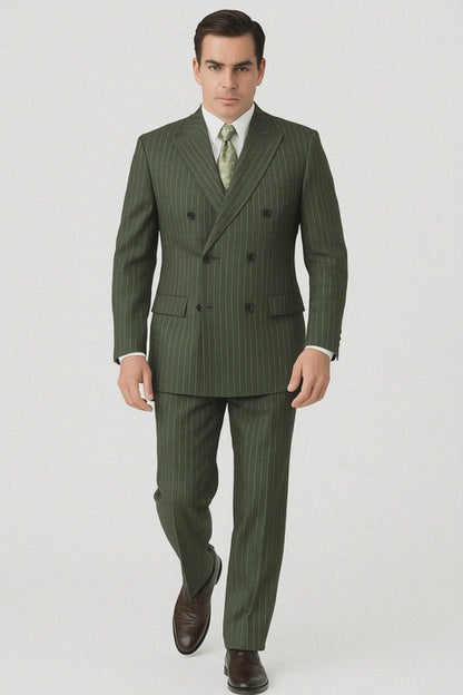 Mens Double Breasted Gangster Pinstripe Suit in Charcoal Grey