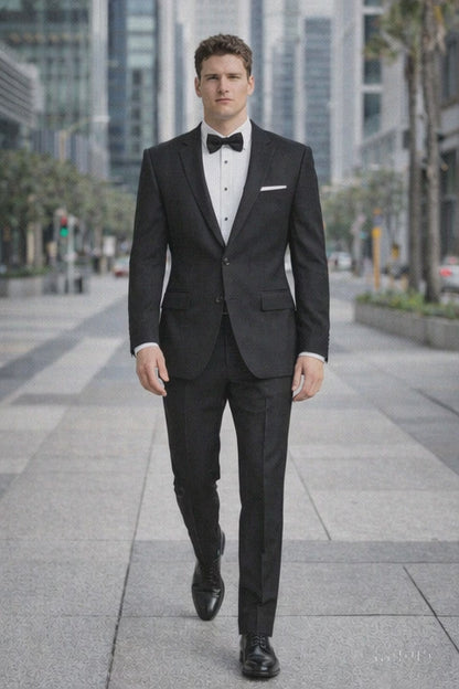 Mens Classic 2 Button Wool Tuxedo in Black