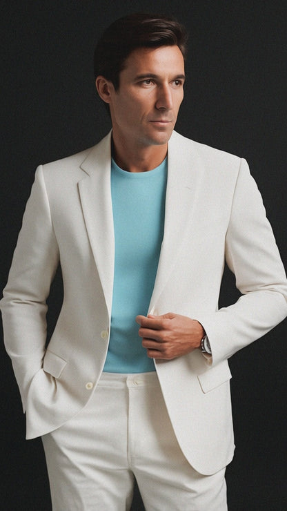 Mens Don Johnson Miami Vice White Suit Costume