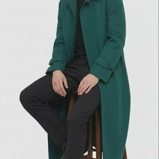 Men’s Full-Length Green Overcoat