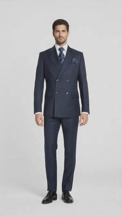 Rossiman Blue Men's Suit Double Breasted Slim Fit