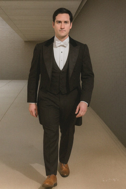 Mens Phantom of The Opera Tail Tuxedo Costume in Black