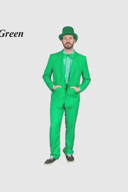 Vibrant Green Costume Suit with Matching Hat  Bold Party & Event Wear