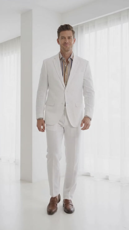 Men’s White Linen 2-Piece Summer Suit – Beach & Destination Wedding Suit