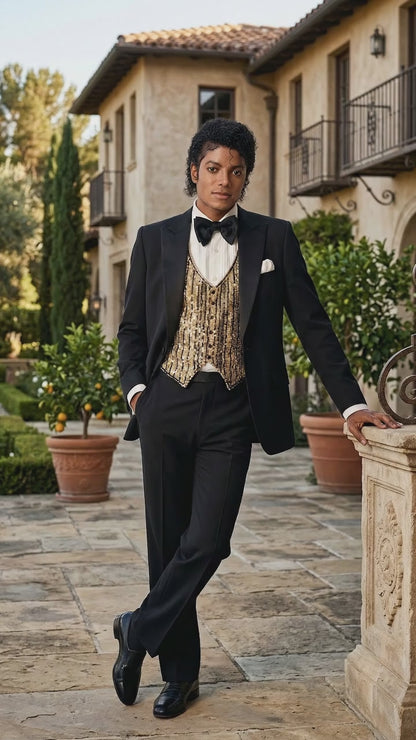 Men’s Black Tuxedo Blazer Michael Jackson Award Ceremony Vintage Jacket – Classic Formal, Elegant Party Dinner Jacket