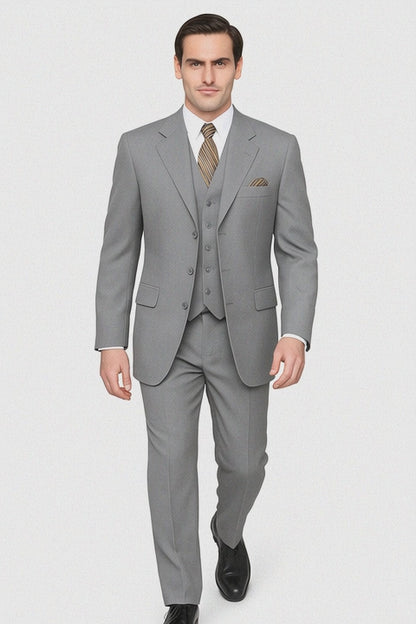 Mens 6 Button Double Breasted Vest Grey Suit