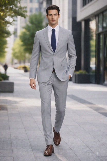 Mens Modern Fit Summer Wedding Suit Light Grey