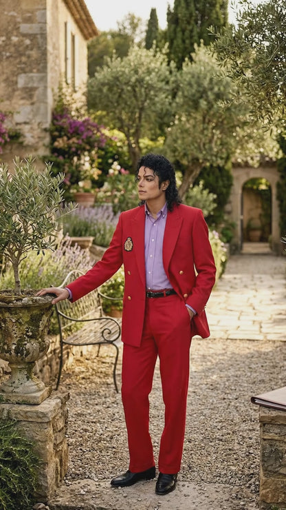 Men’s Red Suit Michael Jackson Award Ceremony Inspired Jacket – Classic Double Breasted Formal Suit , Stylish Party Dinner Jacket, Vintage Stage Wear