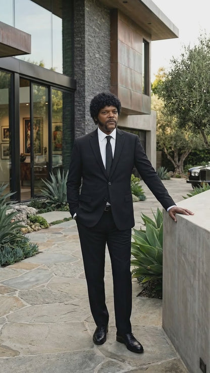 Mens Black Blazer – Jules Winnfield Inspired Pulp Fiction Style Classic Formal Blazer for Men Vintage Retro Jacket