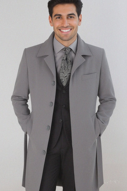 Men's Full Length Overcoat  Classic Winter Long Top Coat