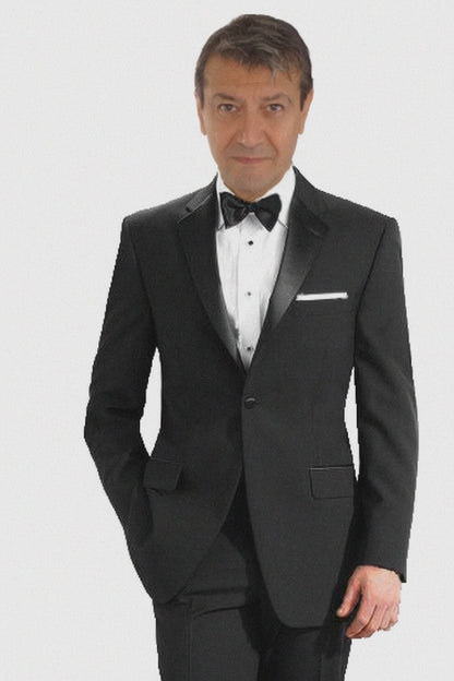 Mantoni 140s Wool 1-button Black Tuxedo