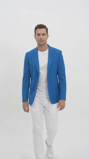 Men’s Bright Blue Club Blazer – Ted Lasso Inspired Classic Two-Button Sport Coat