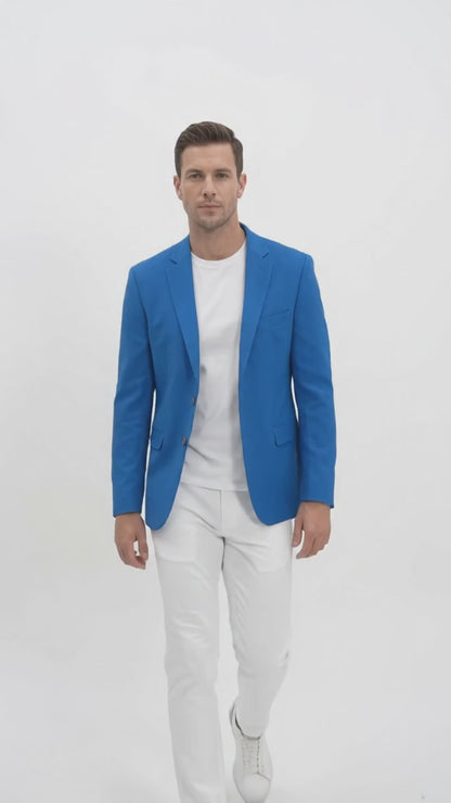 Men’s Bright Blue Club Blazer – Ted Lasso Inspired Classic Two-Button Sport Coat