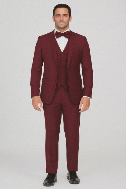 Extra Slim Fit Suit Mens Slim Fit Suit - Fitted Suit - Skinny Suit Burgundy Tapered Fitted European Cut Suit