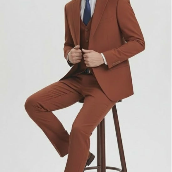 Brown Three-Piece Suit –   Slim Fit 