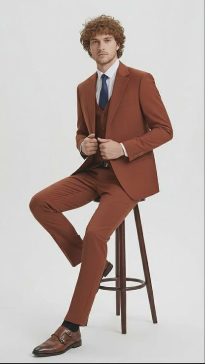 Brown Three-Piece Suit –   Slim Fit 