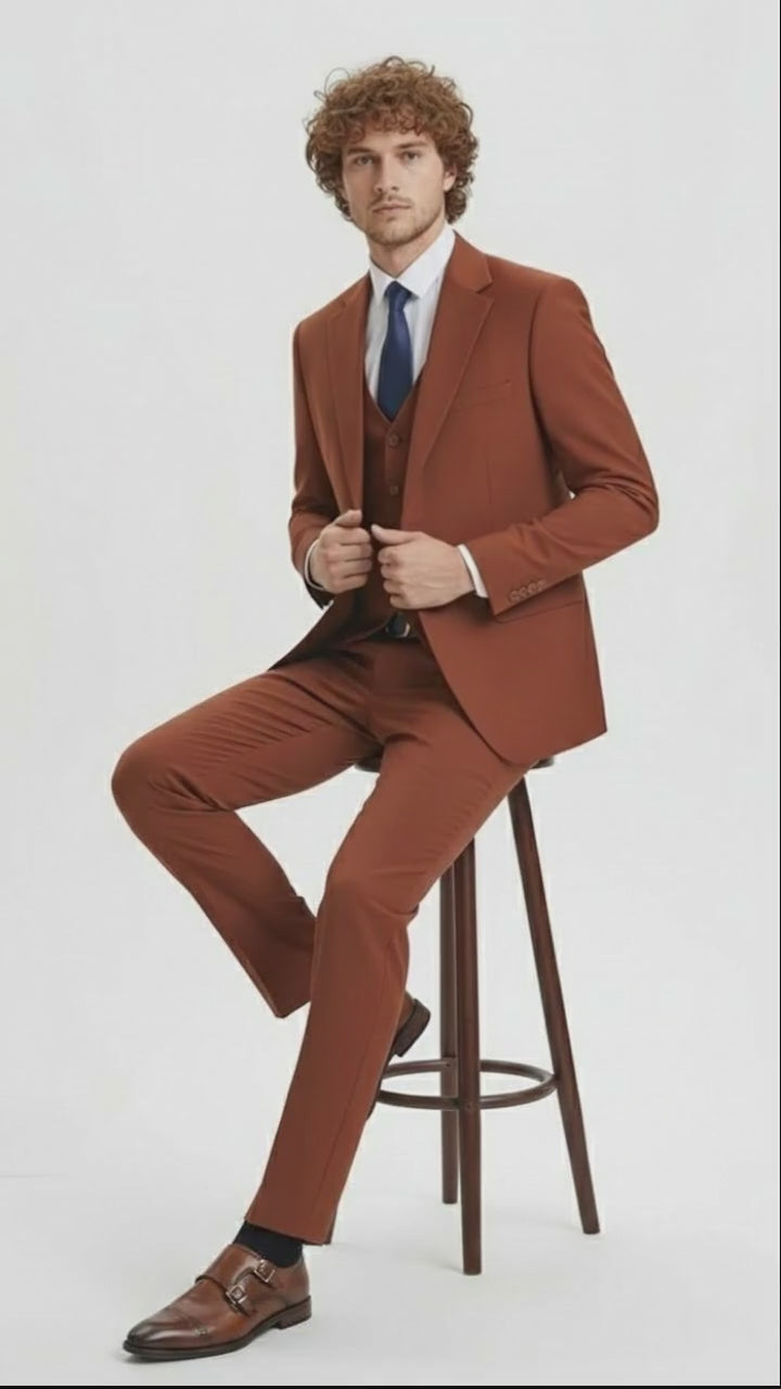 Brown Three-Piece Suit –   Slim Fit 