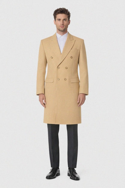 Mens Overcoat - Topcoat For Men - Winter Fabric - Long men's Dress Topcoat - Winter coat ~ Overcoat ~ men's Big And Tall Wool Winter Coats Designer men's Wool Peacoat Sale Duster Style Camel