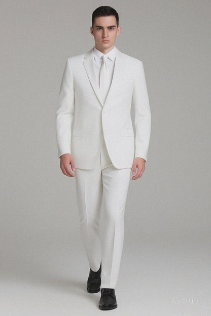Mens Affordable 2 Button Classic Tuxedo in White