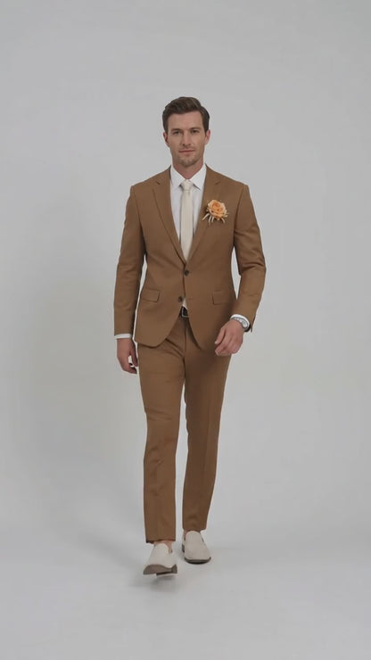 Men’s Rust Brown 2-Piece Wedding Suit – Modern Groom Suit for Fall, Outdoor and Formal Events
