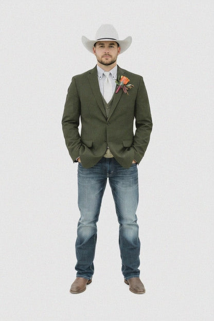 Mens Western Style Blazer  Classic Gray Cowboy Suit Jacket for Weddings, Country Events and Formal Wear in Grey Color