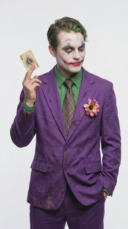 Men’s Purple Joker Blazer Dark Knight Inspired Jacket – Classic Villain Style Party Blazer, Halloween Costume Suit Jacket, Stylish Themed Wear
