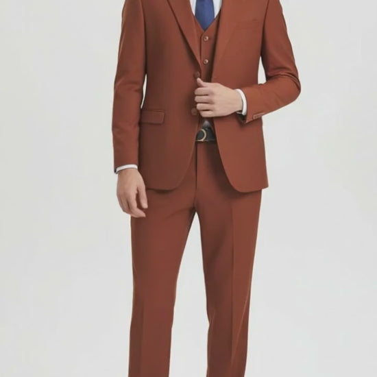 Brown Three-Piece Suit –   Slim Fit 