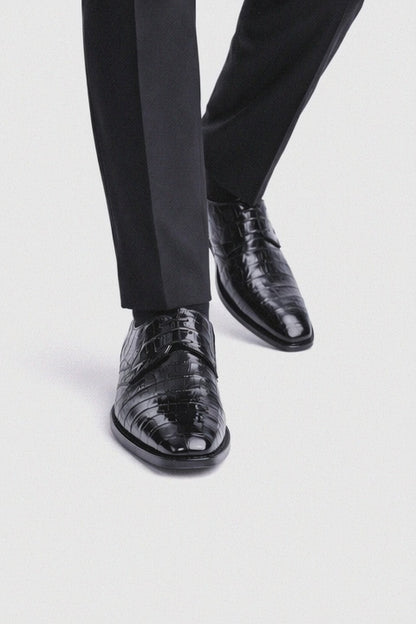 Los Altos Black Genuine All-Over Crocodile ~ World Best Alligator Shoe ~ Gator Skin Belly Shoes
