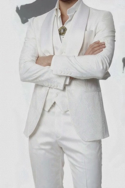 White Luxury Lace 3-Piece Suit