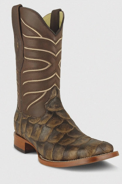 Botas de Pescado Pirarucu Original en Horma Rodeo Cuadrada