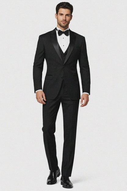 Men's 3pc Vested Black Tuxedo