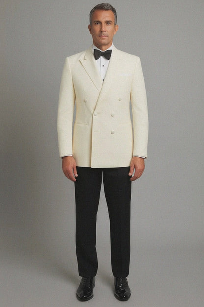 Ivory Double Breasted Tuxedo Dinner Jacket - Cream Dinner Jacket - Off White Tuxedo