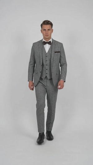 Men’s Edwardian Grey 3-Piece Suit – Dickens Downton Abbey Victorian Vintage Tweed Suit