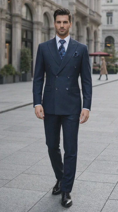 Rossiman Men's Blue Slim Fit Suit ?? Modern Tailored Formalwear
