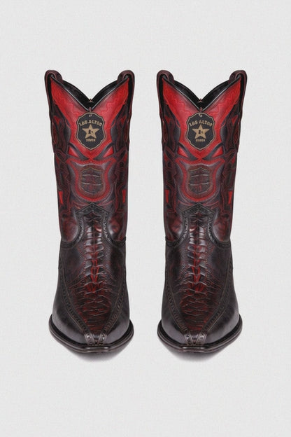 Botas de Avestruz Pata con Venado Horma Europea LAB-76F0518