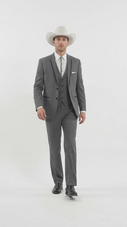 Men’s Dark Gray Western Sport Coat with Two Button Front, Notch Lapel Designer Blazer Jacket